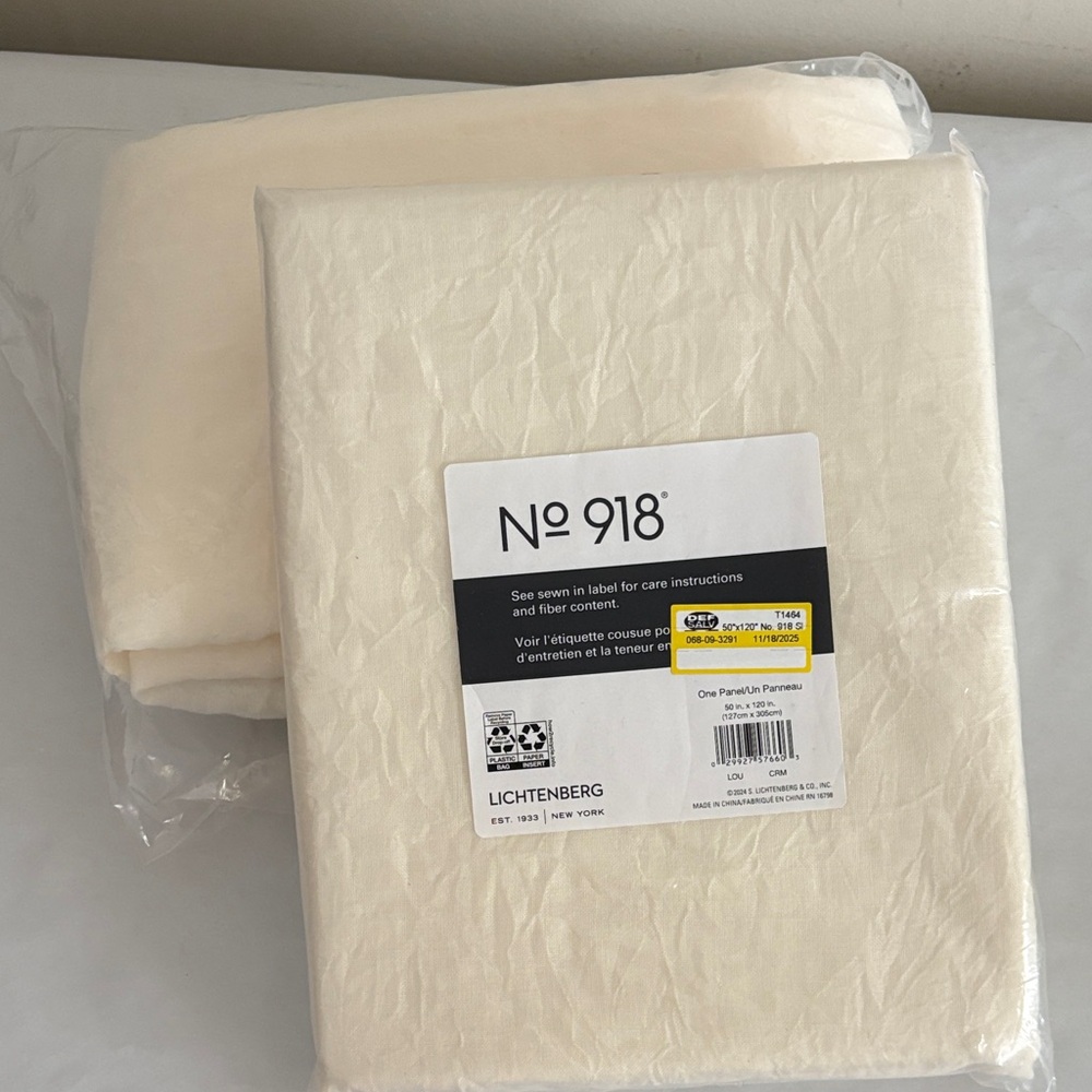 2 Lichtenberg No. 918 Lou Semi-Sheer Rod Pocket Curtain Panel 50 x 120 cream